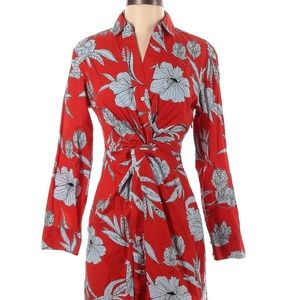 ZARA RED FLORAL DRESS WITH KNOT FRONT . NWT